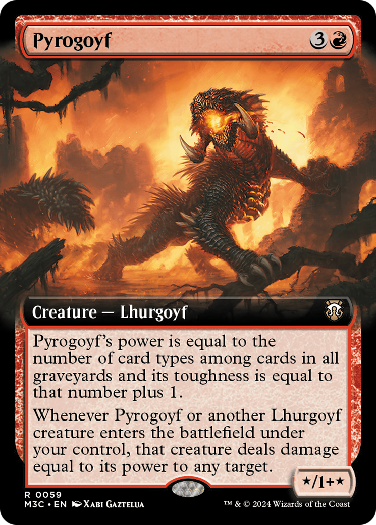 Pyrogoyf (Extended Art) (Ripple Foil) [Modern Horizons 3 Commander]